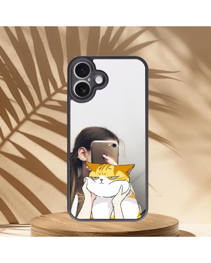 Kedicik Baskılı Aynalı Telefon Kılıfı