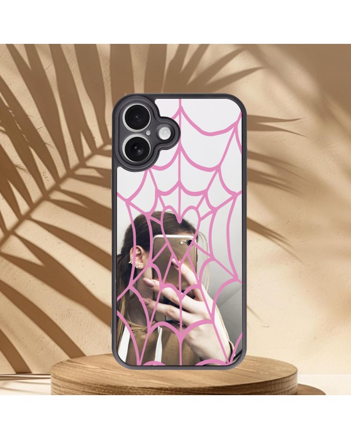 Örümcek Ağı Baskılı Aynalı Telefon Kılıfı
