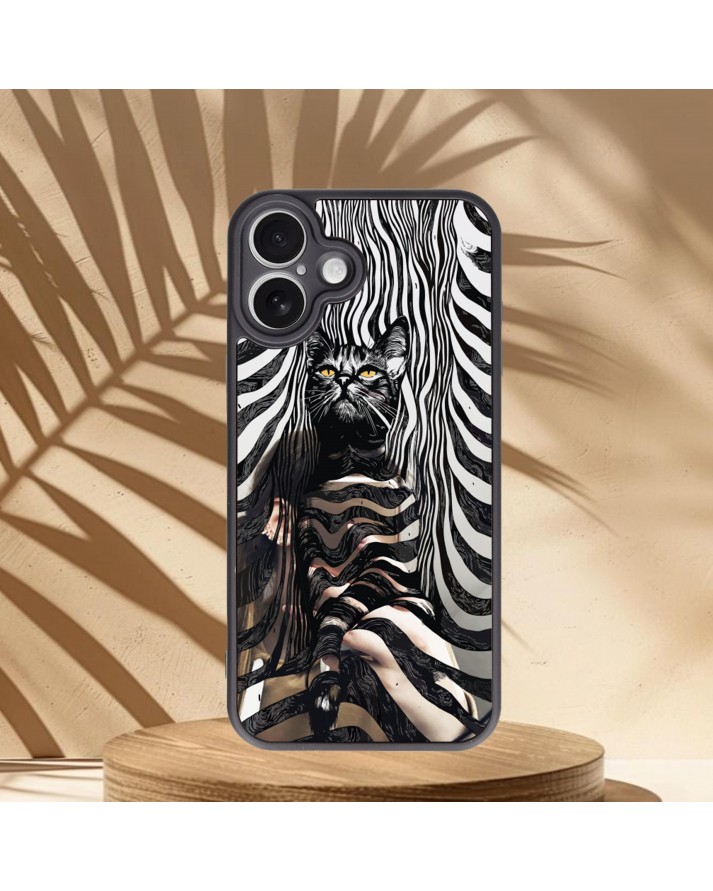 Kedi Baskılı Aynalı Telefon Kılıfı