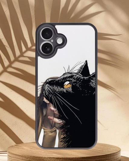 Kedi Baskılı Aynalı Telefon Kılıfı