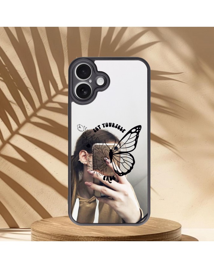 Kelebek Baskılı Aynalı Telefon Kılıfı