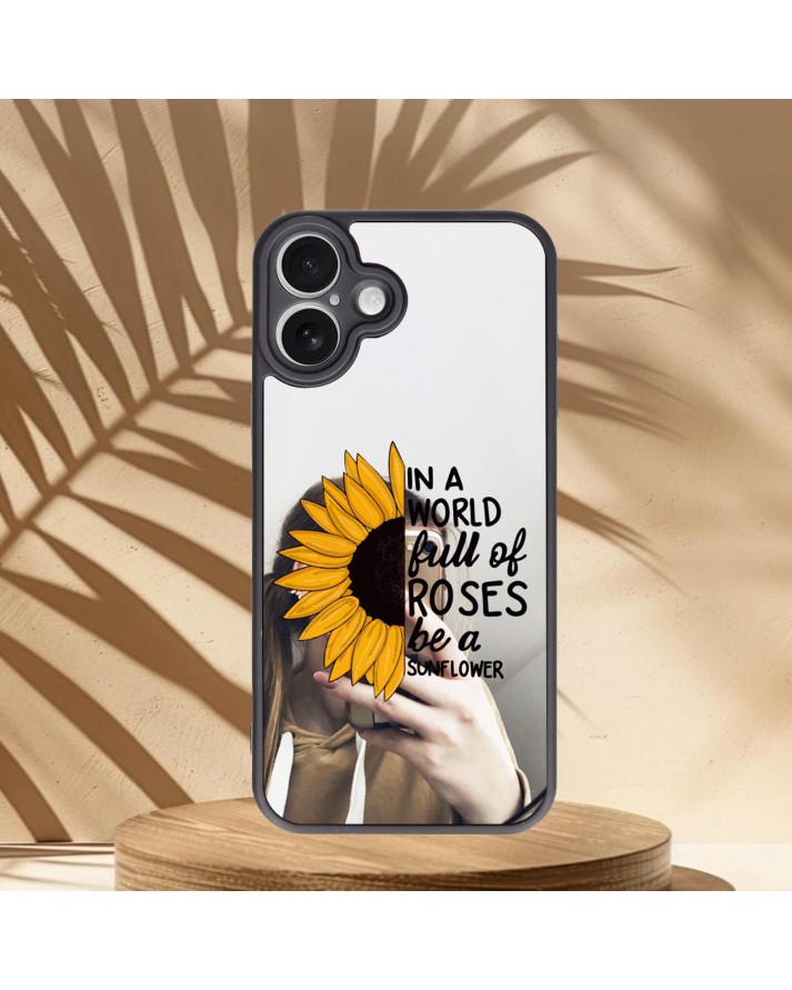 Ay Çiçeği Baskılı Aynalı Telefon Kılıfı