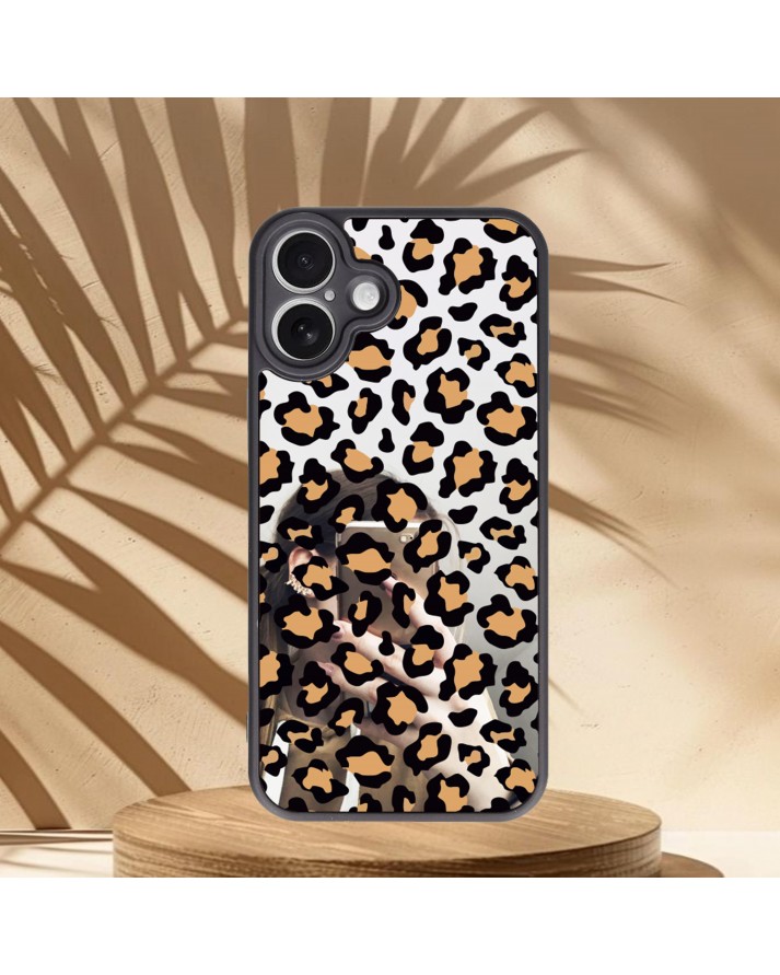 Leopar Deseni Baskılı Aynalı Telefon Kılıfı