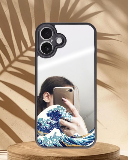  Kanagawa Baskılı Aynalı Telefon Kılıfı