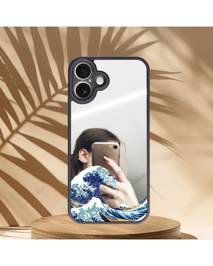  Kanagawa Baskılı Aynalı Telefon Kılıfı