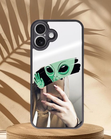  Uzaylı Baskılı Aynalı Telefon Kılıfı