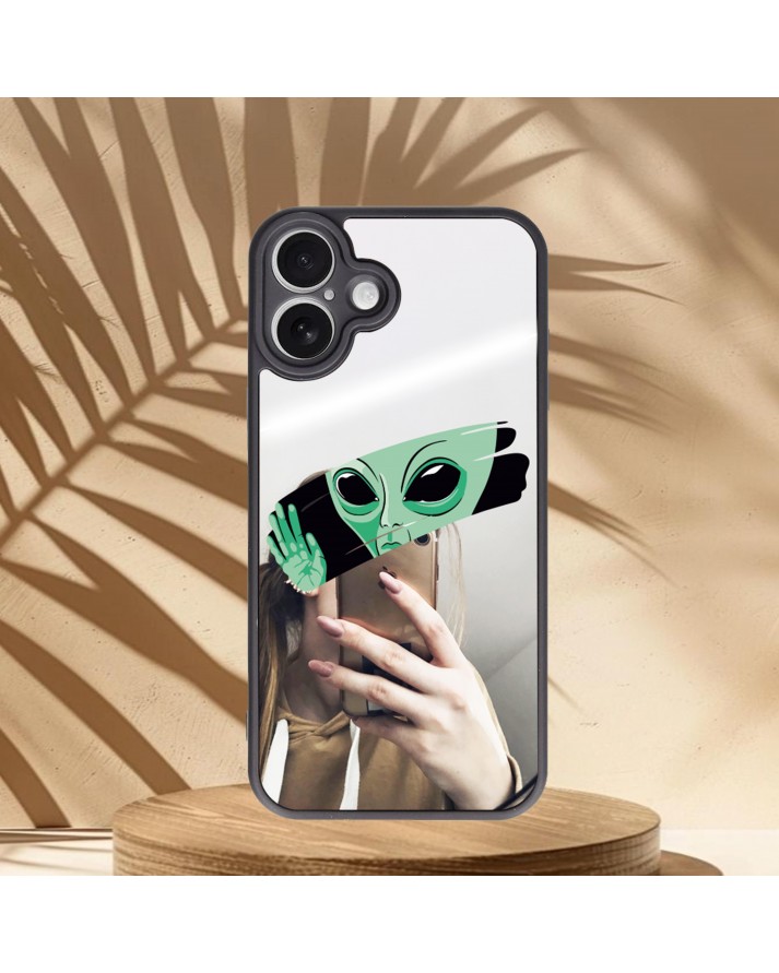  Uzaylı Baskılı Aynalı Telefon Kılıfı