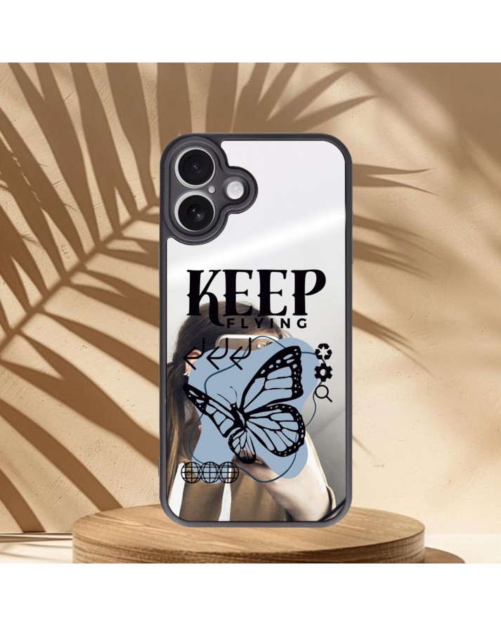 Kelebek Baskılı Aynalı Telefon Kılıfı