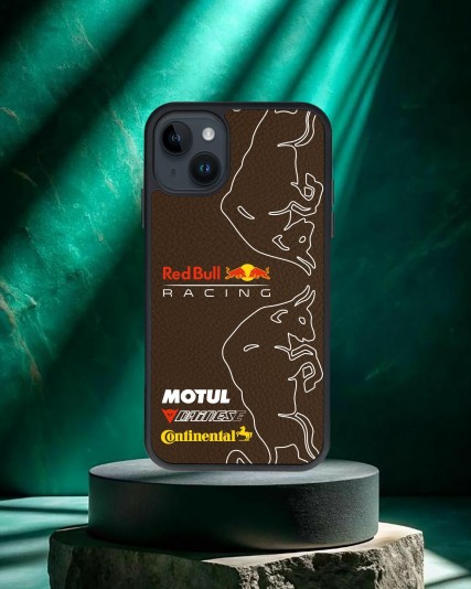  Red Bull Baskılı Kahverengi Deri Telefon Kılıfı