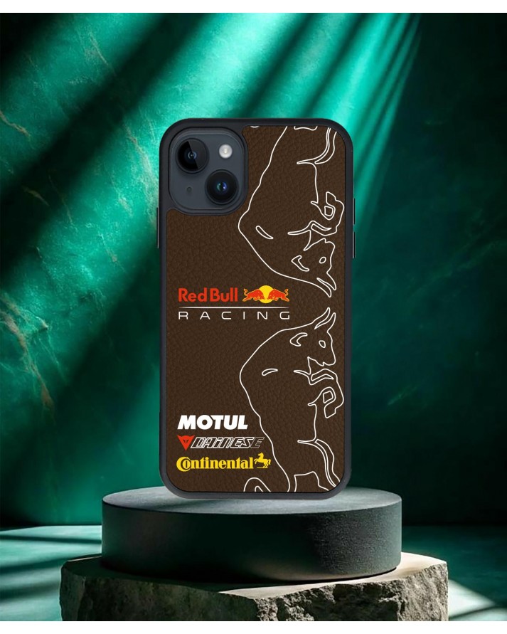  Red Bull Baskılı Kahverengi Deri Telefon Kılıfı