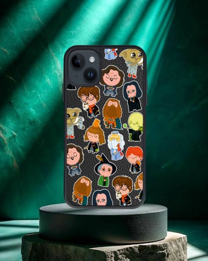 Harry Potter Baskılı Siyah Deri Telefon Kılıfı