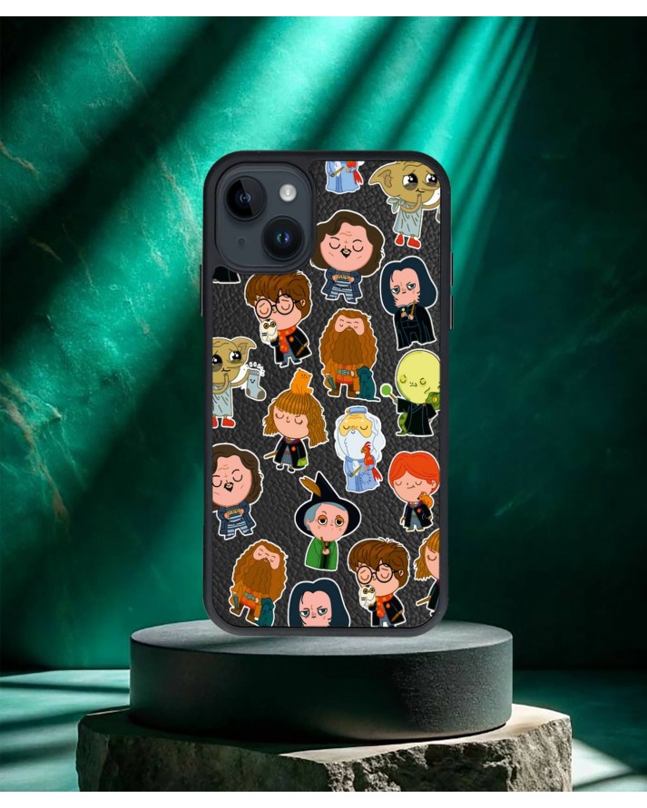 Harry Potter Baskılı Siyah Deri Telefon Kılıfı