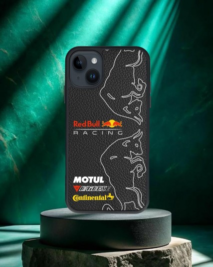  Red Bull Baskılı Siyah Deri Telefon Kılıfı