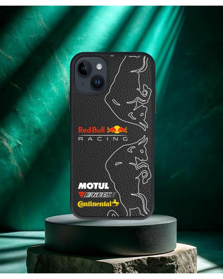  Red Bull Baskılı Siyah Deri Telefon Kılıfı
