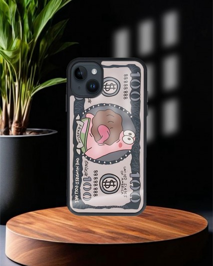 Patrick Dolar Baskılı Siyah Cam Telefon Kılıfı