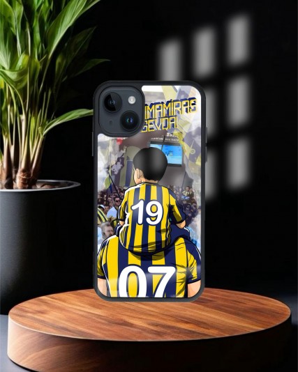 Evladıma Miras Bu Sevda Fenerbahçe Baskılı Siyah Cam Telefon Kılıfı