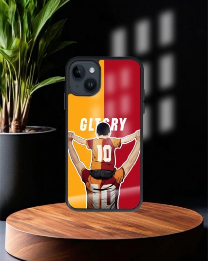 Galatasaray Baskılı Siyah Cam Telefon Kılıfı