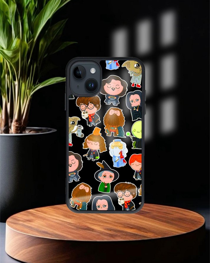 Harry Potter Baskılı Siyah Cam Telefon Kılıfı
