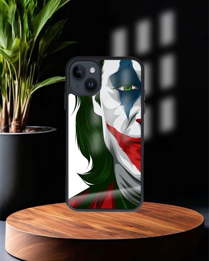 Joker Baskılı Siyah Cam Telefon Kılıfı