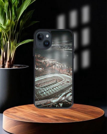 İnönü Stadyumu Beşiktaş Baskılı Siyah Cam Telefon Kılıfı