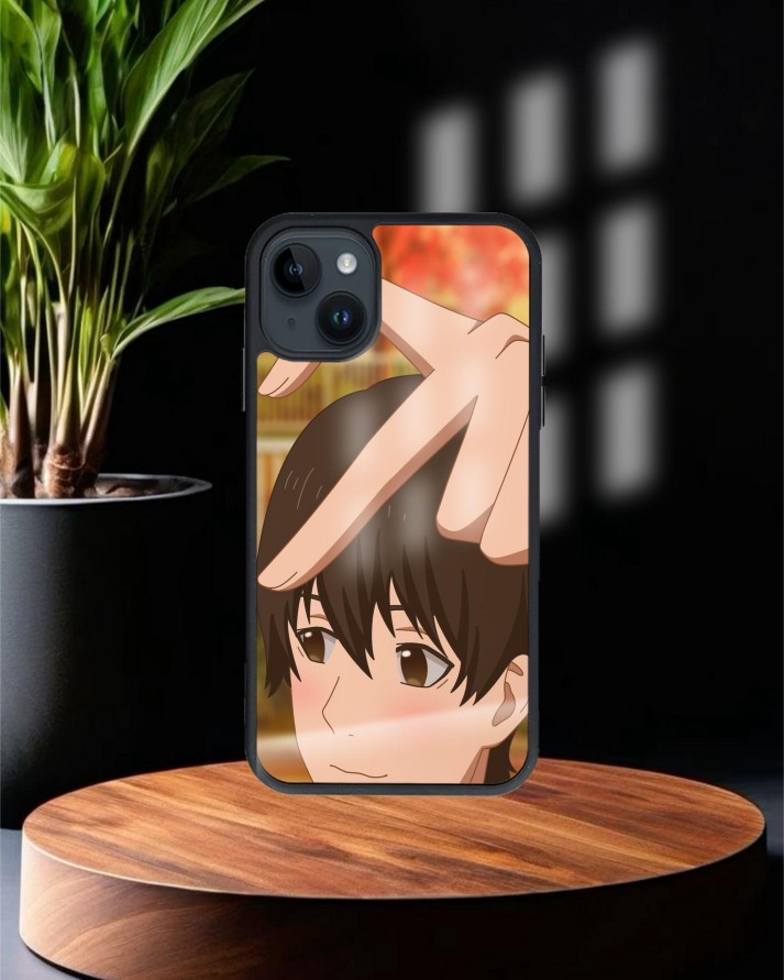 Çift Kalp Baskılı Siyah Cam Telefon Kılıfı