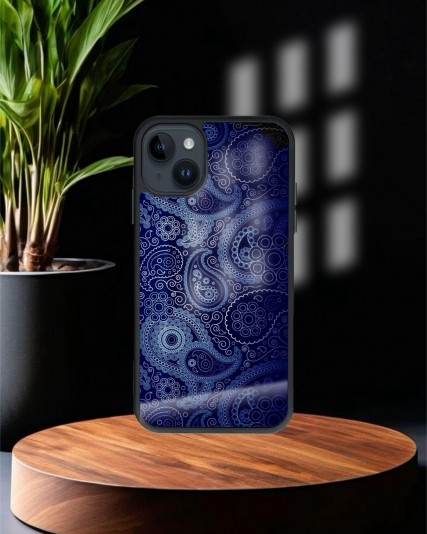 Design Baskılı Siyah Cam Telefon Kılıfı