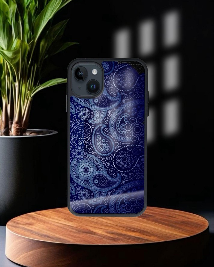 Design Baskılı Siyah Cam Telefon Kılıfı