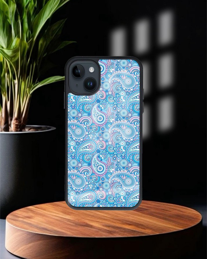 Design Baskılı Siyah Cam Telefon Kılıfı