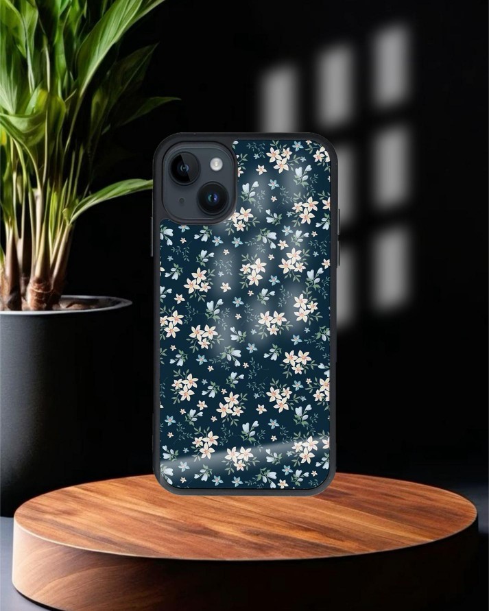 Design Baskılı Siyah Cam Telefon Kılıfı