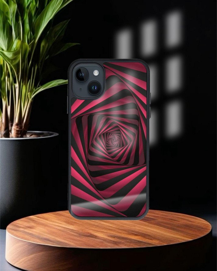 Design Baskılı Siyah Cam Telefon Kılıfı