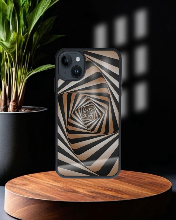 Design Baskılı Siyah Cam Telefon Kılıfı