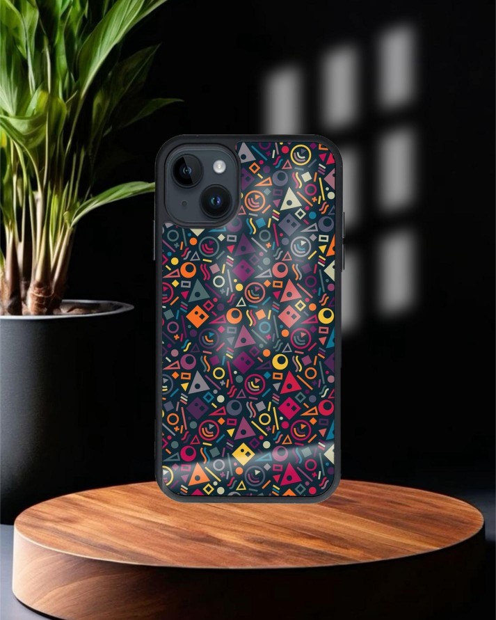 Design Baskılı Siyah Cam Telefon Kılıfı