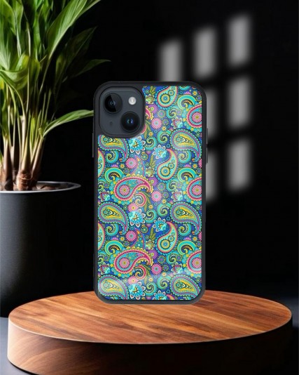 Design Baskılı Siyah Cam Telefon Kılıfı