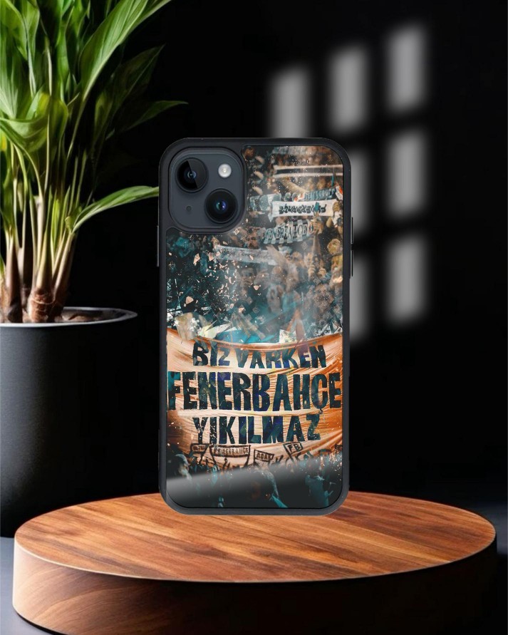 Fenerbahçe Baskılı Siyah Cam Telefon Kılıfı