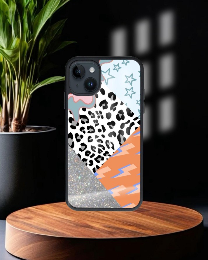 Design Baskılı Siyah Cam Telefon Kılıfı