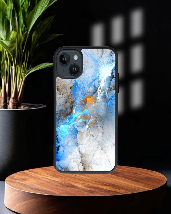 Mermer Baskılı Siyah Cam Telefon Kılıfı