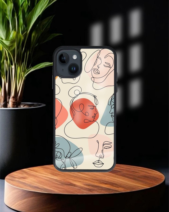 Design Baskılı Siyah Cam Telefon Kılıfı