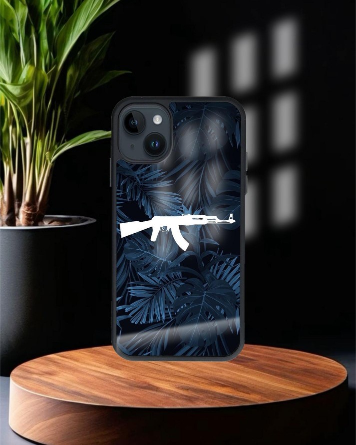 Keleş Baskılı Siyah Cam Telefon Kılıfı