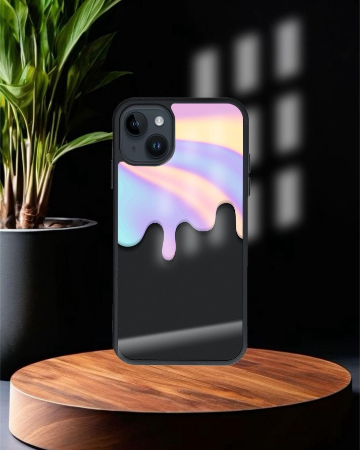 Design Baskılı Siyah Cam Telefon Kılıfı