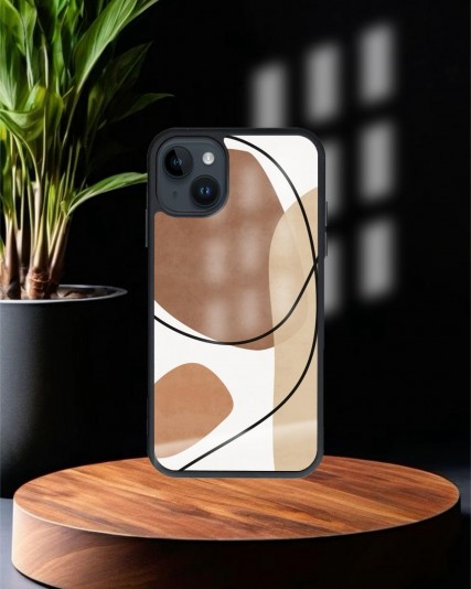 Design Baskılı Siyah Cam Telefon Kılıfı