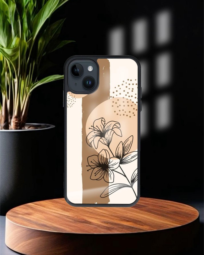 Design Baskılı Siyah Cam Telefon Kılıfı