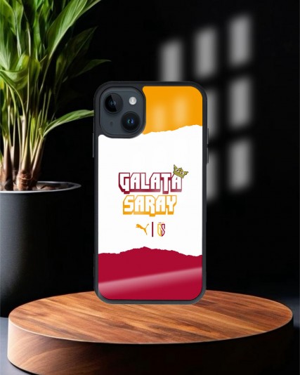 Galatasaray Baskılı Siyah Cam Telefon Kılıfı