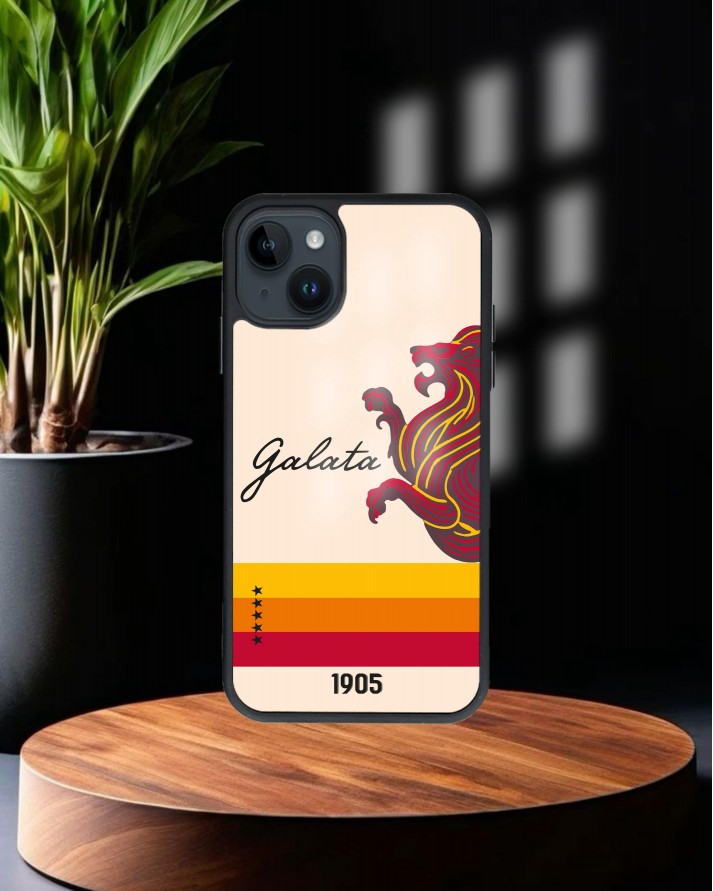 Galatasaray Baskılı Siyah Cam Telefon Kılıfı