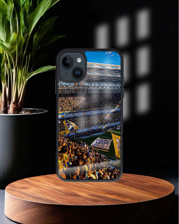 Fenerbahçe Şükrü Saracoğlu Kafa Baskılı Siyah Cam Telefon Kılıfı